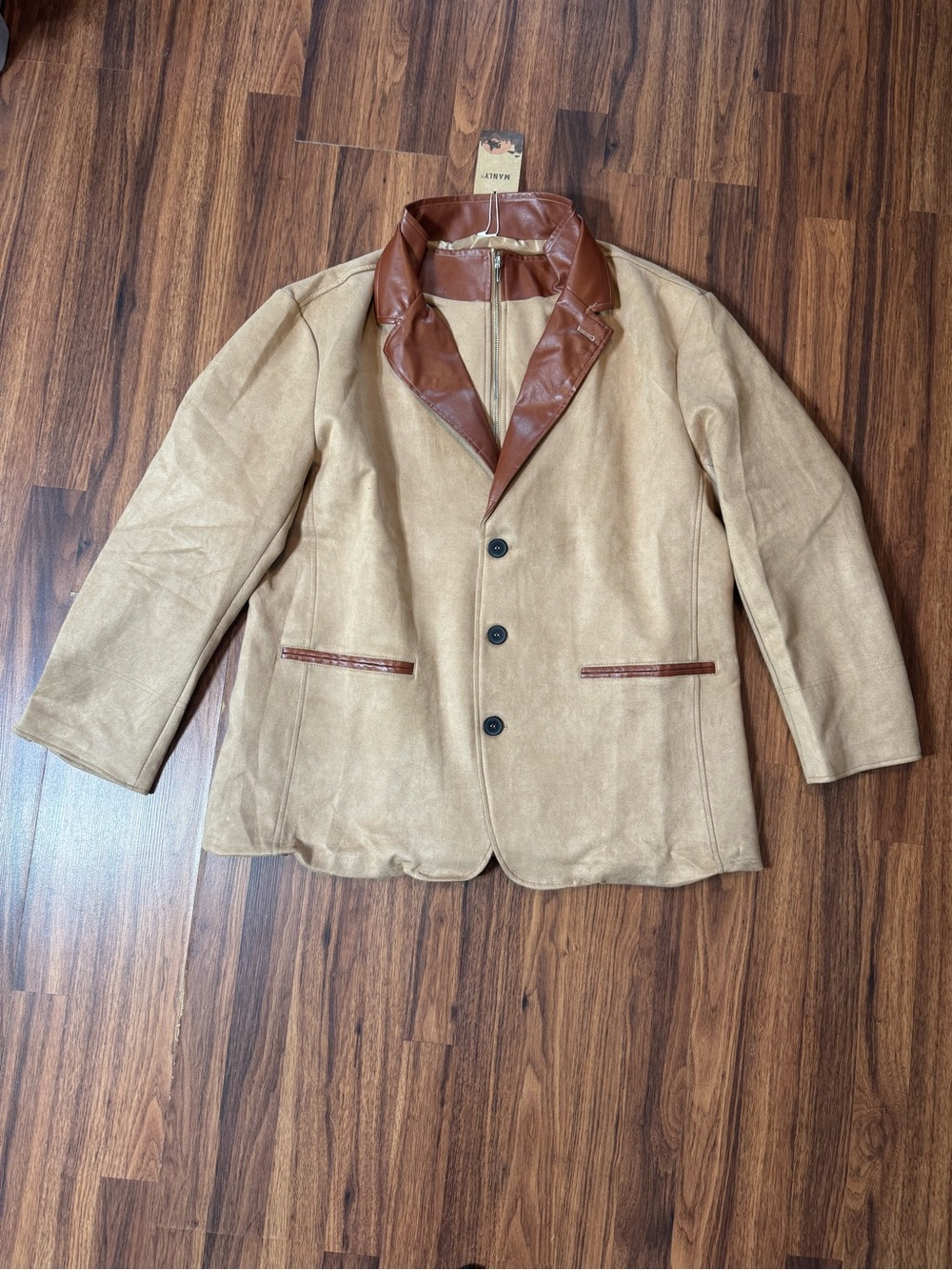 NWT MANLY Men’s JACKET W/ Faux Leather Trim & Zip Inner XXL